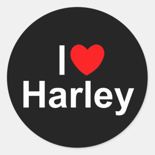 I Love Heart Harley Classic Round Sticker