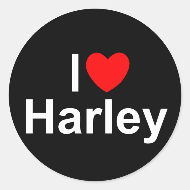 I Love (Heart) Harley Classic Round Sticker (Front)
