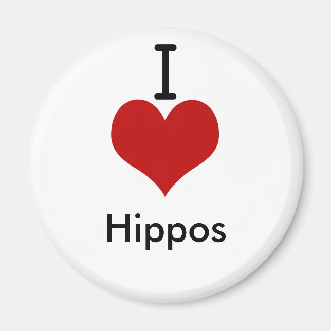 I Love (heart) Hippos Magnet (Front)