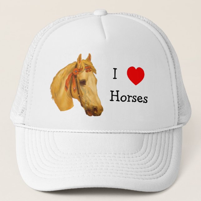 I Love Heart Horses Hat (Front)