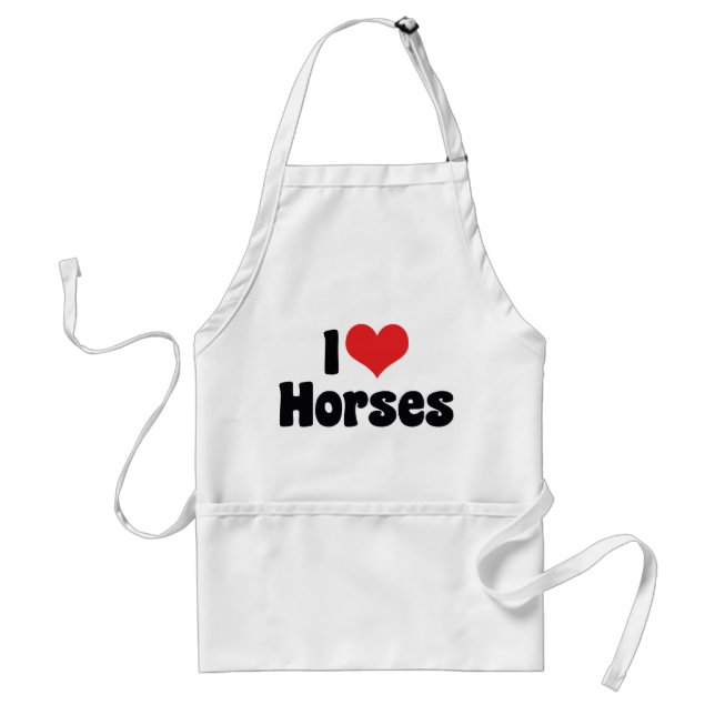 I Love Heart Horses - Horse Lover Adult Apron (Front)