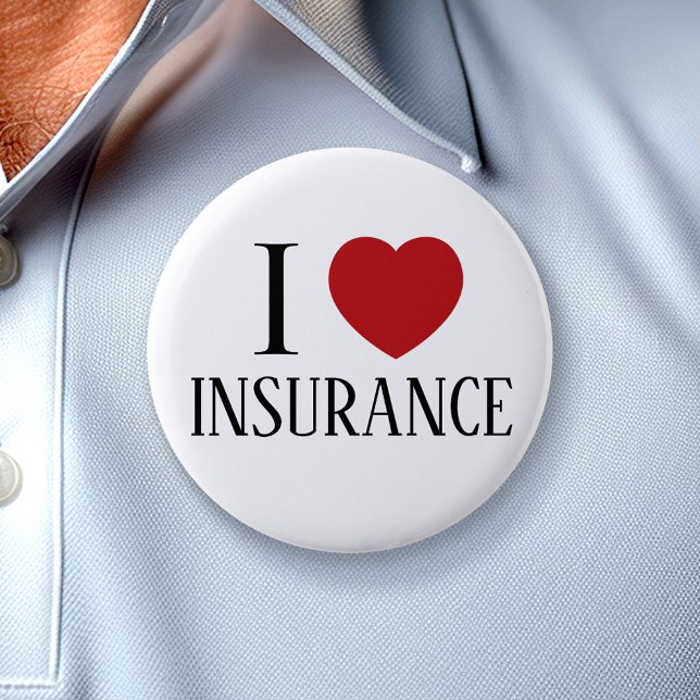 I Love Heart Insurance - funny halloween costume Button (I love Insurance - Funny Costume Button or for Trade Show)