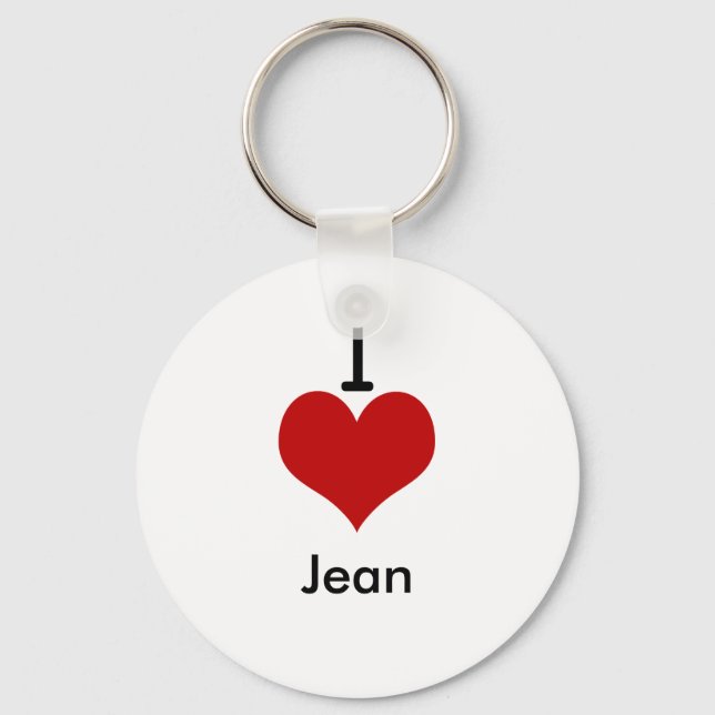 I Love (heart) Jean Keychain (Front)