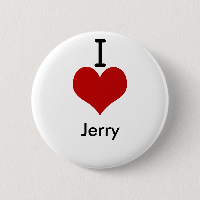 I Love (heart) Jerry Pinback Button (Front)
