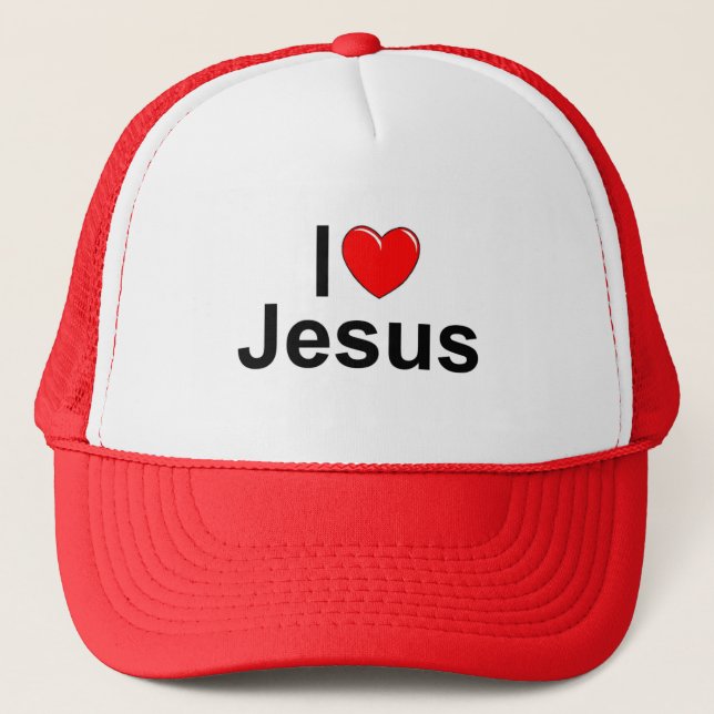 I Love (Heart) Jesus Trucker Hat (Front)