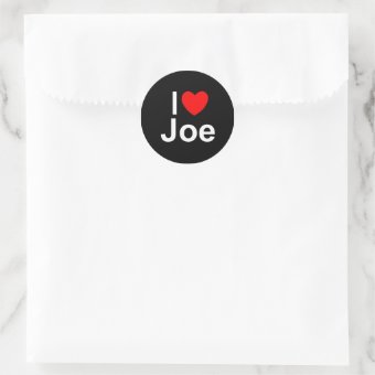 I Love (Heart) Joe Classic Round Sticker | Zazzle