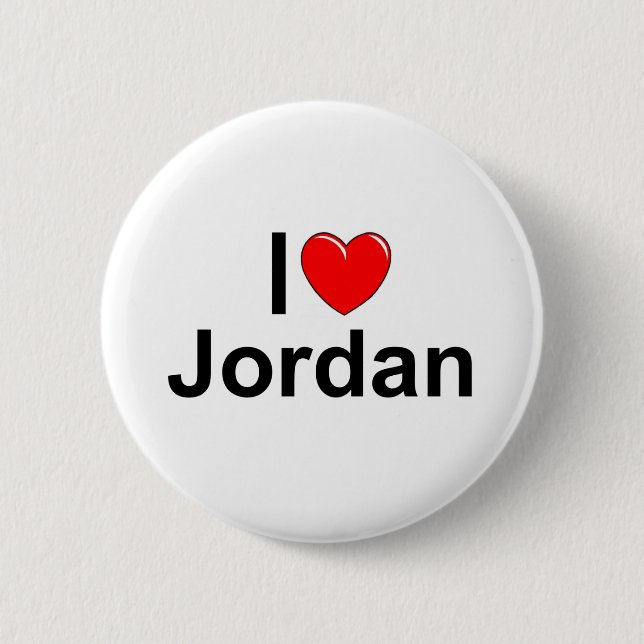 I Love (Heart) Jordan Pinback Button (Front)