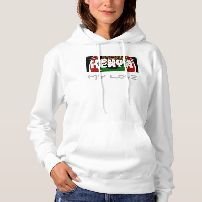 I Love Heart Kenya: Dynamic Flag Art Hoodie (Front)