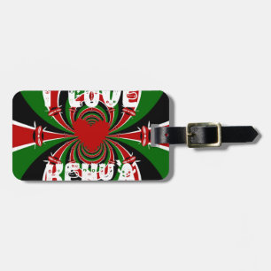 I Love Heart Kenya: Dynamic Flag Art Luggage Tag