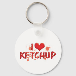 I Love Heart Ketchup - Catsup Lover Keychain