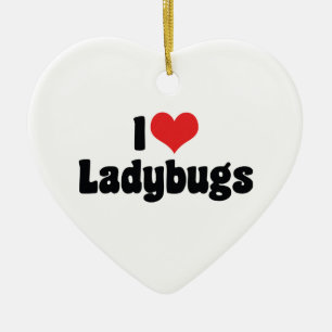 I Love Heart Ladybugs - Ladybug Lovers Ceramic Ornament