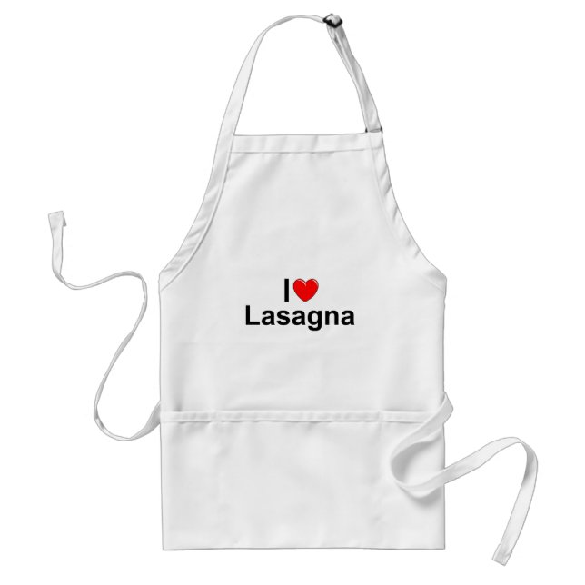 I Love (Heart) Lasagna Adult Apron (Front)
