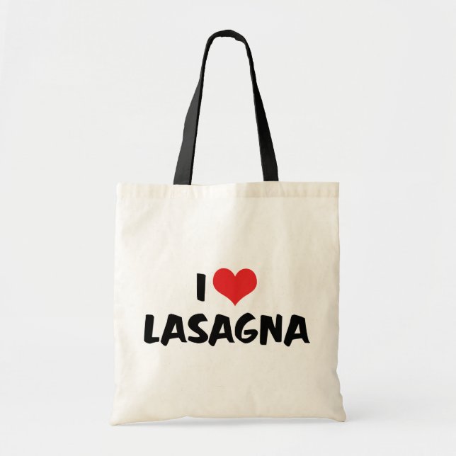 I Love Heart Lasagna - Italian Food Pasta Lover Tote Bag (Front)