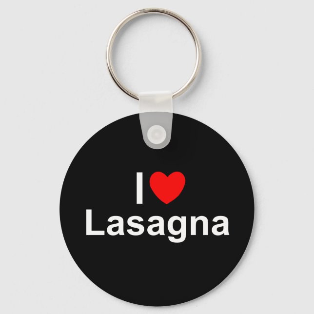 I Love (Heart) Lasagna Keychain (Front)