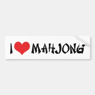 I Love Heart Mahjong - Mah Jong Lover Bumper Sticker