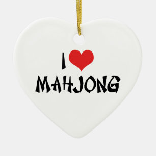 I Love Heart Mahjong - Mah Jong Lover Ceramic Ornament
