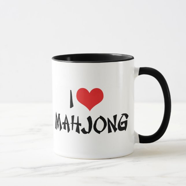 I Love Heart Mahjong - Mah Jong Lover Mug (Right)