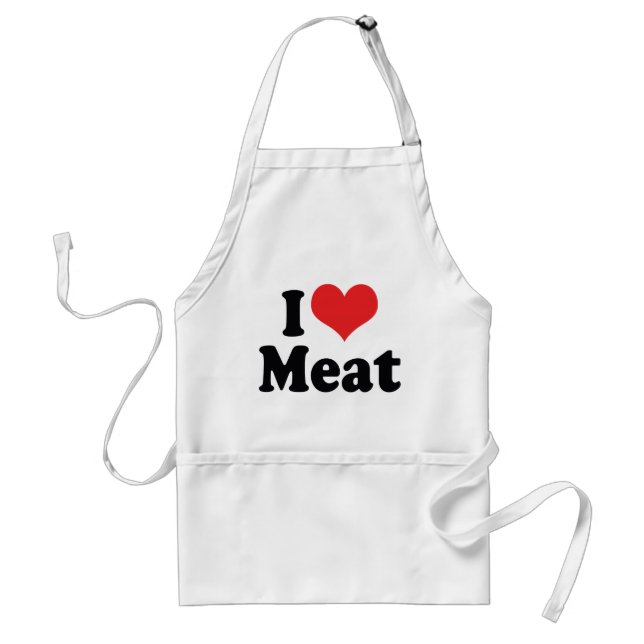 I Love Heart Meat - Beef Steak BBQ Lover Adult Apron (Front)