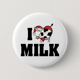 I Love Heart Milk - Cow Juice Dairy Lover Pinback Button