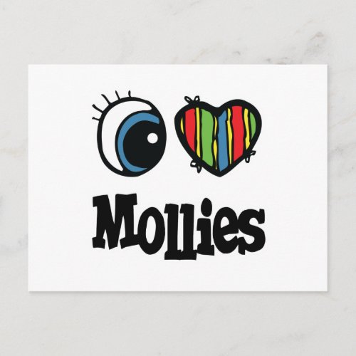I Love Heart Mollies Postcard
