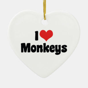 I Love Heart Monkeys Ceramic Ornament