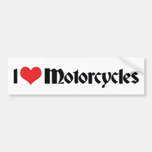 I Love Heart Motorcycles Bumper Sticker