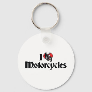 I Love Heart Motorcycles Keychain