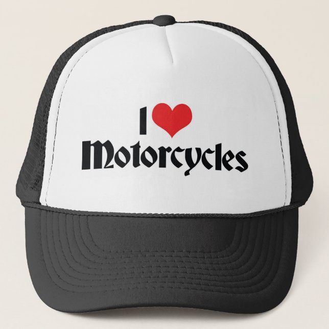 I Love Heart Motorcycles Trucker Hat (Front)