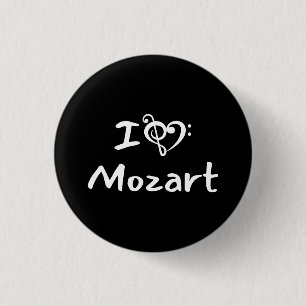 I love heart Mozart Classical Music Black Text Button