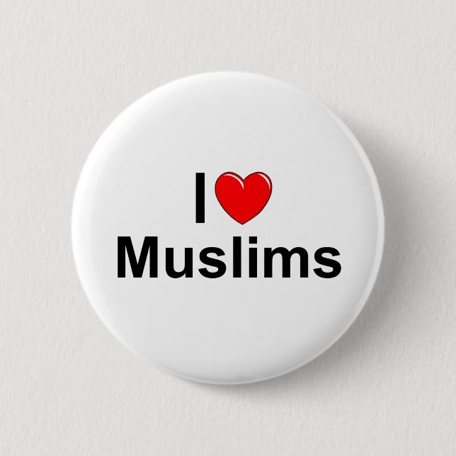 I Love (Heart) Muslims Button (Front)