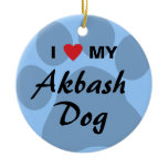 I Love (Heart) My Akbash Dog Ceramic Ornament