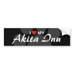 I Love (Heart) My Akita Inu Paw Print Bumper Sticker