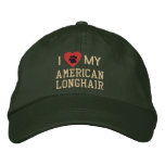 I Love (Heart) My American Longhair Pawprint Embroidered Baseball Hat