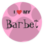 I Love (Heart) My Barbet Paw Print Design Classic Round Sticker