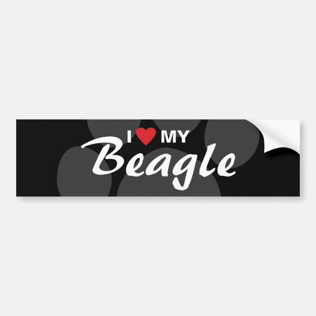 I Love (Heart) My Beagle Breed Bumper Sticker (Front)