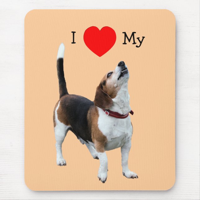 I Love Heart My Beagle Cute Dog Mousepad (Front)