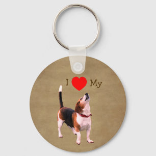 I Love Heart My Beagle Dog Keychain