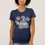 I Love (Heart) My Beagle Pawprint T-Shirt