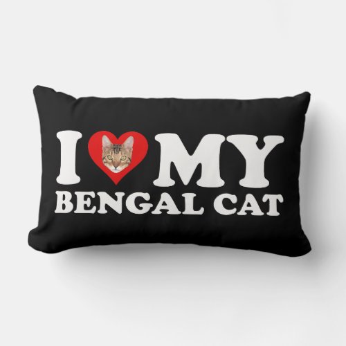 I Love Heart My Bengal Cat Lumbar Pillow