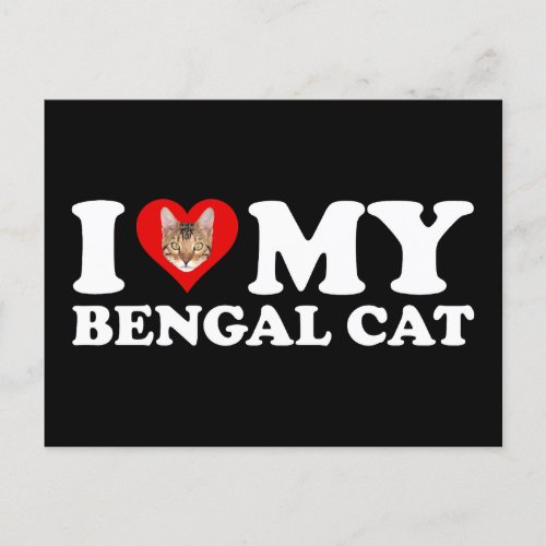 I Love Heart My Bengal Cat Postcard