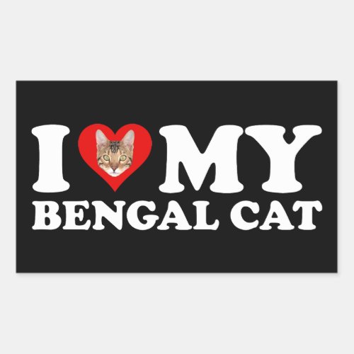 I Love Heart My Bengal Cat Rectangular Sticker