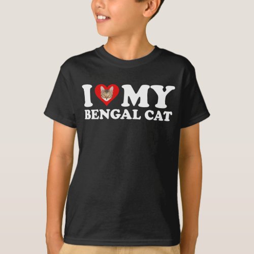 I Love Heart My Bengal Cat T_Shirt
