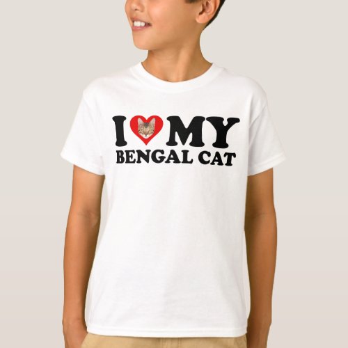 I Love Heart My Bengal Cat T_Shirt