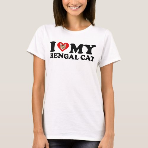 I Love Heart My Bengal Cat T_Shirt