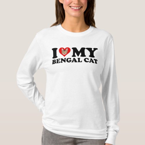 I Love Heart My Bengal Cat T_Shirt