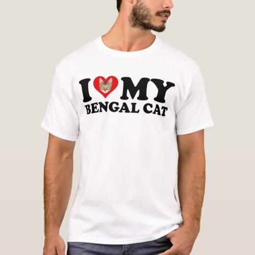 I Love Heart My Bengal Cat T_Shirt