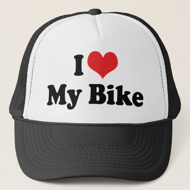 I Love Heart My Bike - Bicycle Motorcycle Lover Trucker Hat (Front)