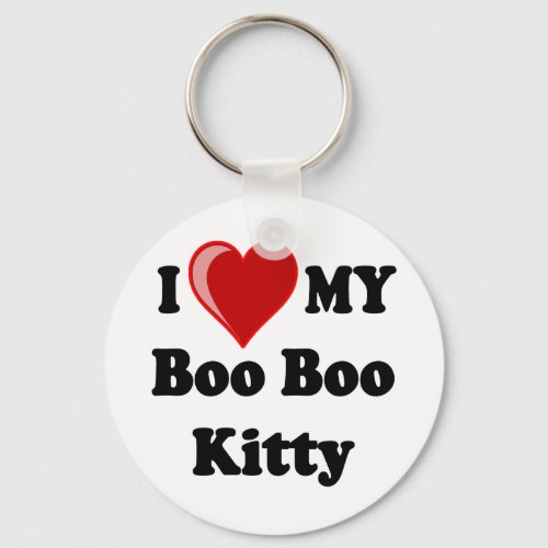 I Love Heart My Boo Boo Kitty Cat Keychain