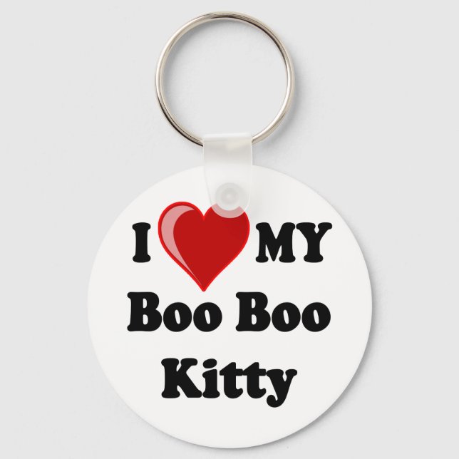 I Love (Heart) My Boo Boo Kitty Cat Keychain (Front)