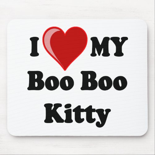 I Love Heart My Boo Boo Kitty Cat Mouse Pad